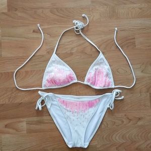 Victoria's Secret white and pink sequined bikini